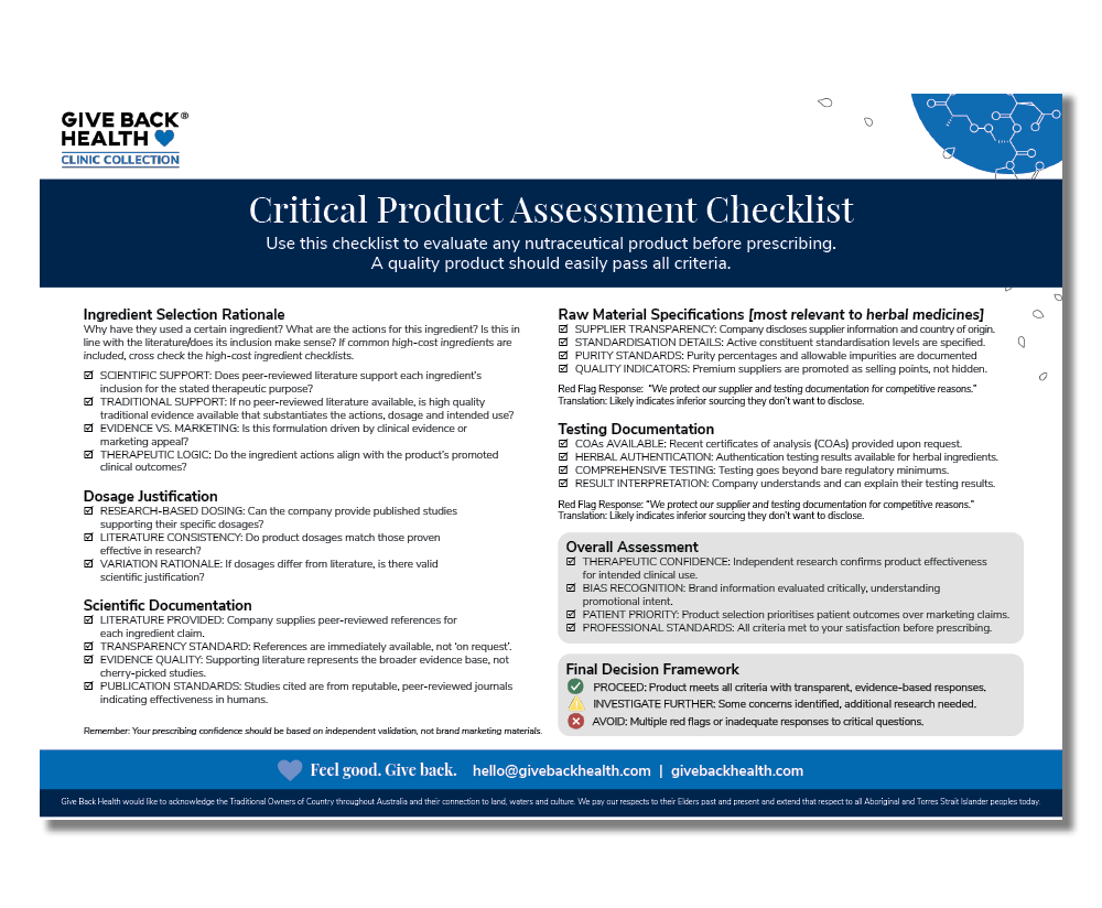 Critical Product Assessment Checklist